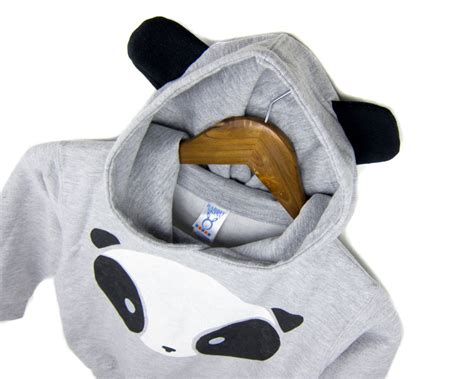 Geo Panda Bear Hoodie Pullover Fleece Hooded Long Sleeve Etsy