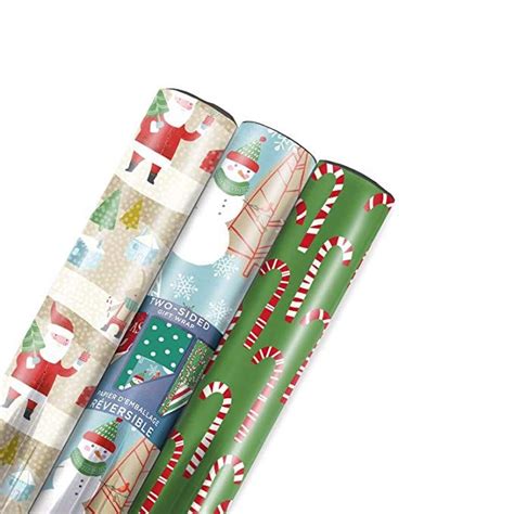 Hallmark Reversible Christmas Wrapping Paper Bundle Candy Canes