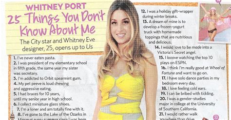 Hills Freak Whitney Port 25 Things You Dont Know About Me