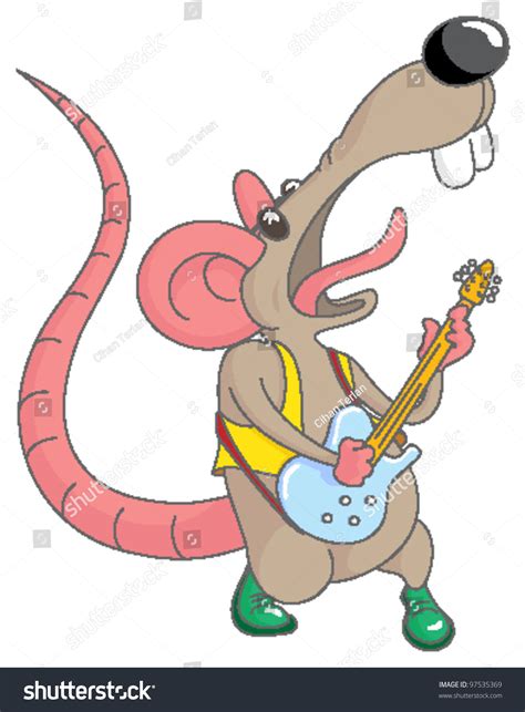 Mouse Singing And Playing Guitar Unique Design Vector Illustration