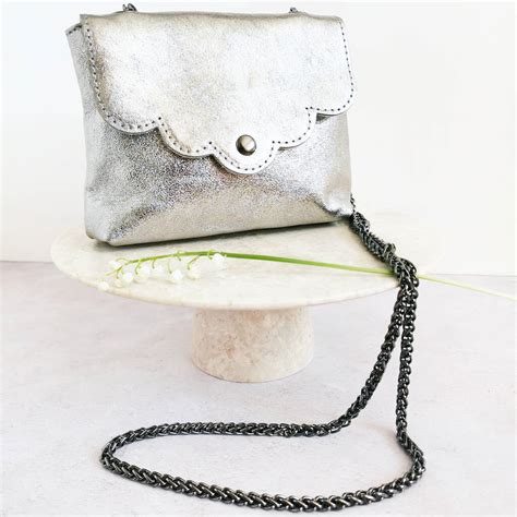 Elly Leather Mini Clutch Bag Silver By Lagom