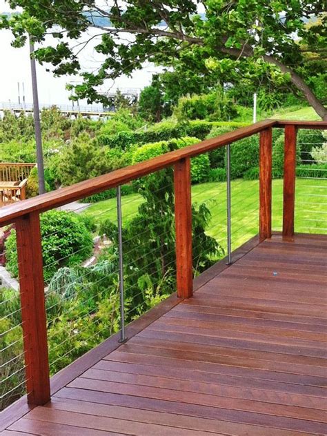 Newer options such as horizontal metal cables provide the same function, yet have a more. Feeney Intermediate Picket: Wood deck railing frame with ...