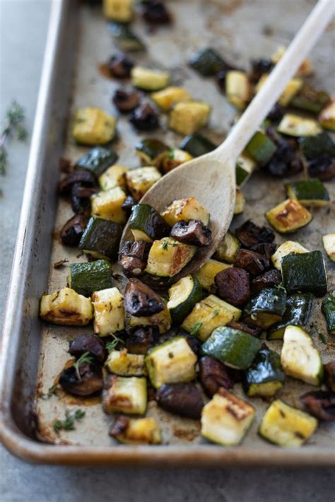 Roasted Zucchini And Cremini Mushrooms