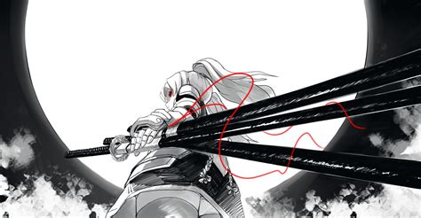 Female Anime Character Holding Swords Digital Wallpaper Drawing