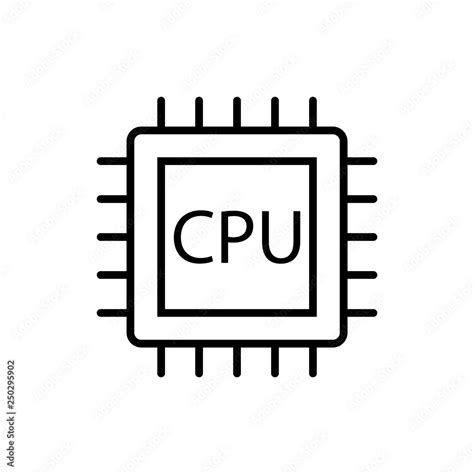 Cpu Processor Line Icon Computer Component Sign Colorful Outline