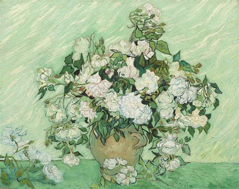 Still Life Vase Of Pink Roses Painting By Vincent Van Gogh Fine Art
