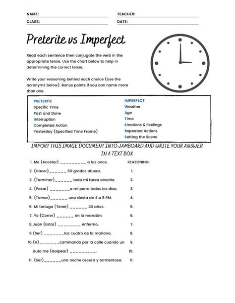 Preterite Vs Imperfect Practice Worksheet