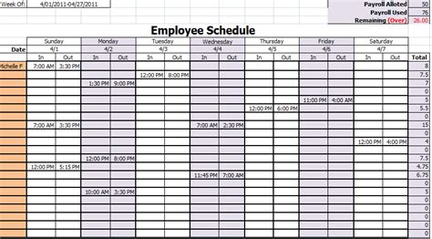 15 Free Employee Work Schedule Templates Schedule Templates