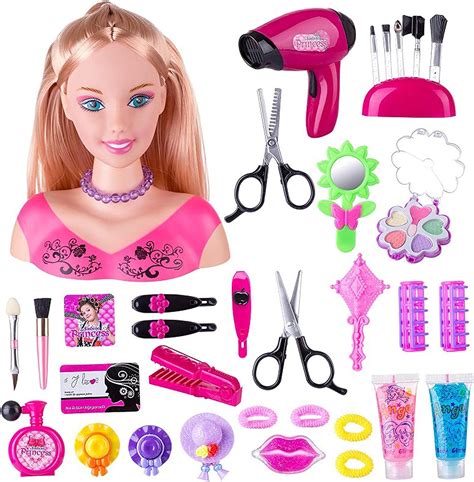 Mgichoom 35 Piece Styling Head Doll For Kids Princess Makeup And