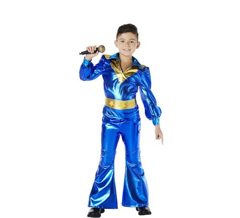 Disfraz De Disco Azul Años 70 Para Niño
