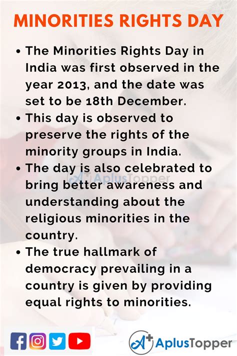 10 Lines On Minorities Rights Day In India For Students And Children In