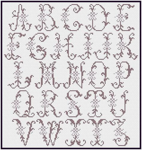 Vintage Alphabet Monogram Counted Cross Stitch Chart Pdf Downloadable