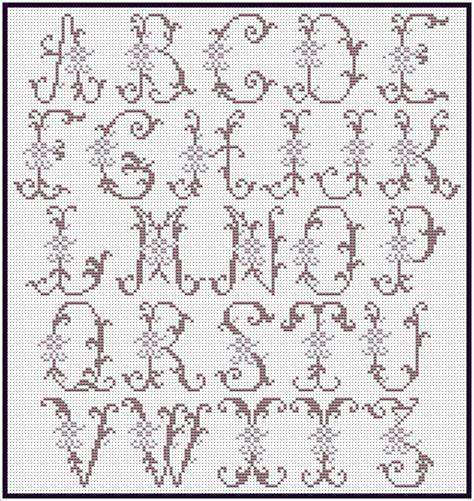 Free counted cross stitch fancy letters patterns. Vintage Alphabet Monogram Counted Cross Stitch Chart PDF ...