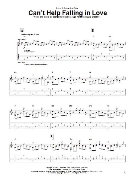 Cant Help Falling In Love Guitar Tab By Doug Smith Guitar Tab 77934