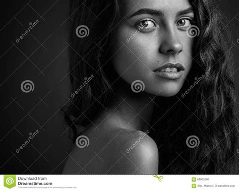 Dramatic Portrait Of A Girl Theme Black And White Portrait Of A Young