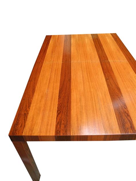 Mid Century Modern Parson Striped Table By Milo Baughman In Three Woods