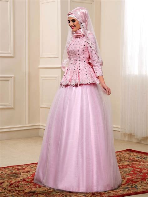 Delightful Tulle Over Satin Muslim Wedding Dress With Hijab Elegant And Modest Free Shipping