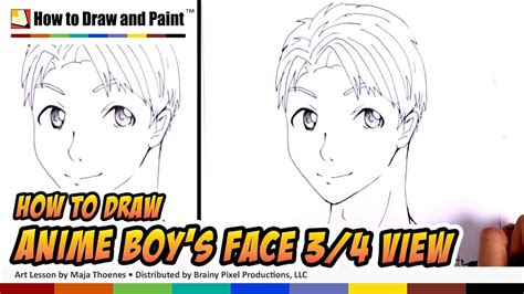 How To Draw Anime Boy Face In 34 View Mlt Youtube