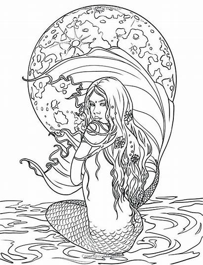 Coloring Realistic Pages Adults Mermaid Printable Getcolorings