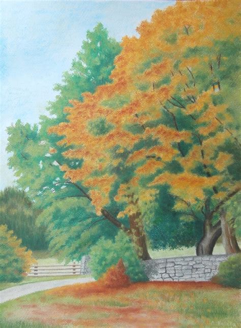 Coming Of Autumn Original Soft Pastels Painting Landscape Etsy