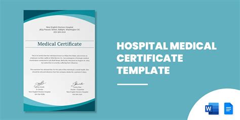 Hospital Medical Certificate Template 12 Word Pdf Psd Eps