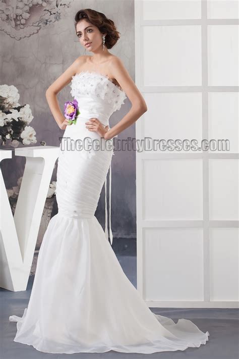 Trumpet Mermaid Strapless Sweep Brush Train Wedding Dress