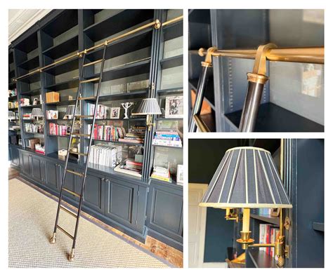 Bespoke Patinated Brass Bookcase Library Ladder And Rails Andrew