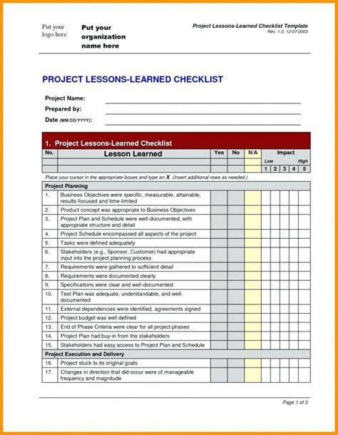 Get Our Example Of Project Planning Checklist Template For Free