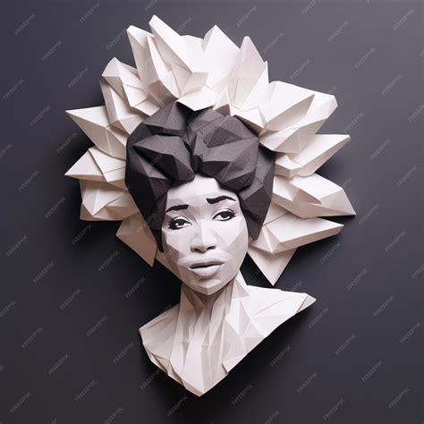 Premium Ai Image There Is A Paper Sculpture Of A Woman With A Black