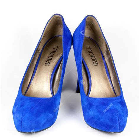 Pair Of Blue Suede High Heel Shoes Carlsonstock