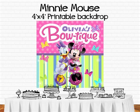 Minnie Mouse Bowtique Backdrop Printable Custom Minnie Mouse Etsy