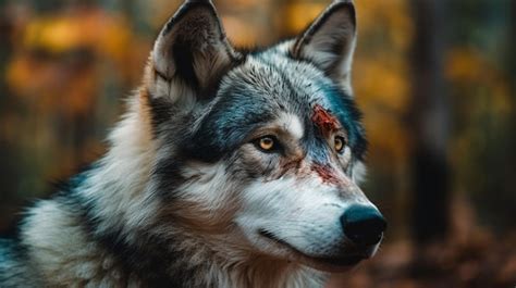 Premium Ai Image A Wolf With A Scar On His Face