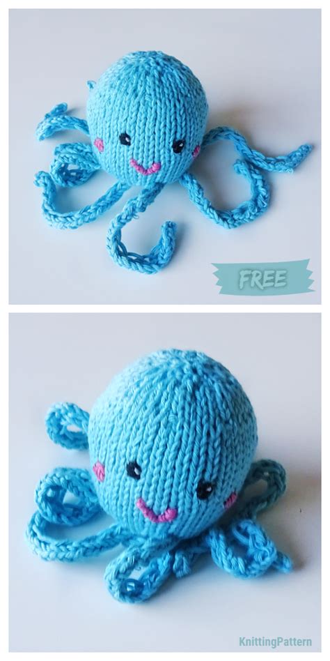 How adorable is this little octopus?! Knit Octopus Toy Free Knitting Pattern - Knitting Pattern