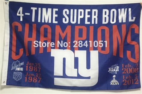 New York Giants 4 Time Super Bowl Champions Usa Team Flag 3x5 Ft