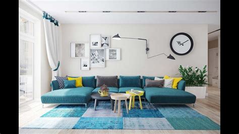Turquoise Sofa A Bright Element In The Interior Of The