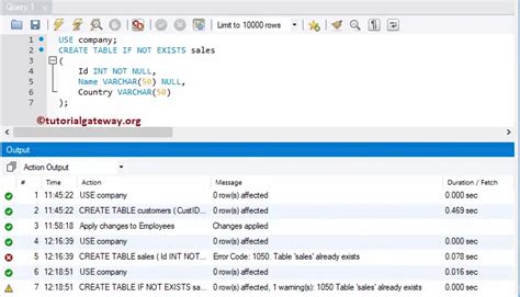 Mysql Create Table