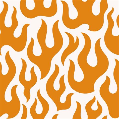 Premium Vector Groovy Orange Flame Seamless Pattern Abstract Fire