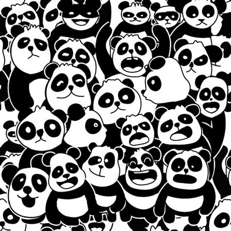 Ilustração Em Vetor Panda Bonito Sem Costura Padrão Vetor Premium