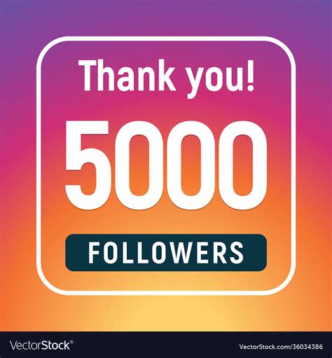 Thank You 5000 Followers Congratulation Subscribe Vector Image
