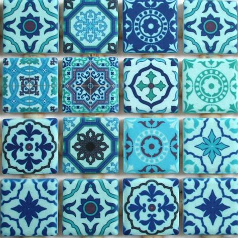 Ceramic Mosaic Tiles Vintage Moroccan Tan Blue Grey Mosaic Etsy