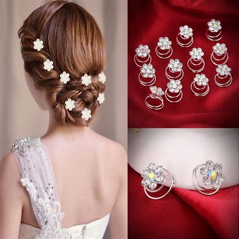 12pcs Crystal Rhinestone Hair Clips Flower Bridal Hair Pins Hairgrips