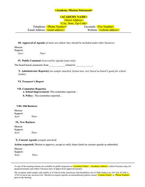 board meeting minutes template  word   formats page