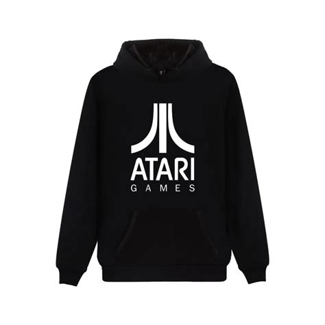 Atari Logo Of Atari Printed Hoodie Sweatshirt Arcade Enthusiasts Winter