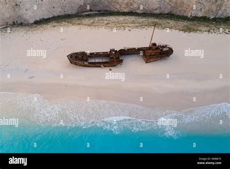 Aerial View Of Shipwreck Bay Navagio Beach Zakynthos Stock Photo Alamy