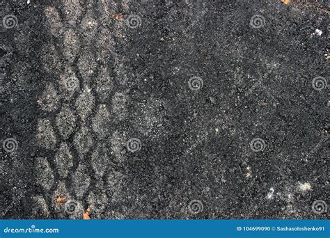 Traces Of Tires On The Asphalt Road Stock Photo Image Of Road Rubber