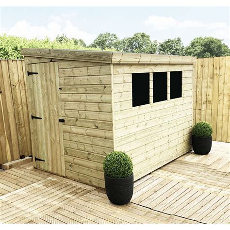 8 X 6 Reverse Pressure Treated Tongue And Groove Pent Shed With 3