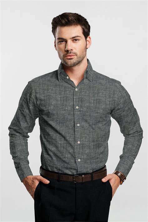 Charcoal Black Luxurious Linen Shirt Kollercut