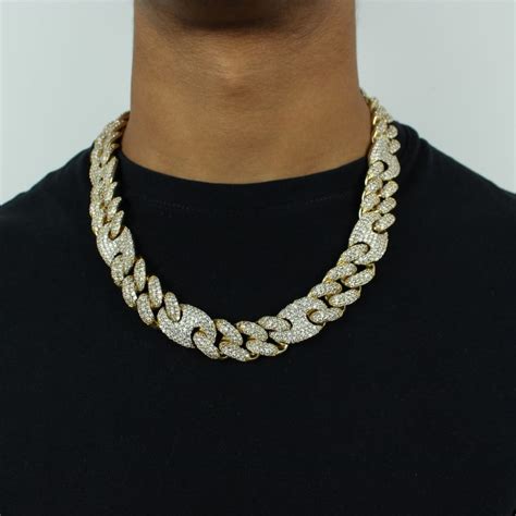 20mm Iced Out Gucci Link Chain In Gold Jewlz Express