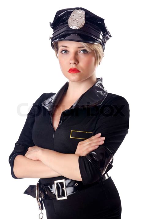 Woman Police Isolated On White Stock Image Colourbox