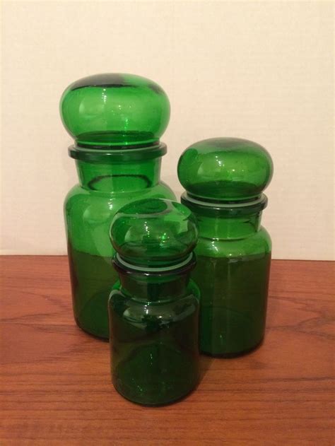 mid century bubble apothecary jars made in belgium green set of three apothecary jars fire